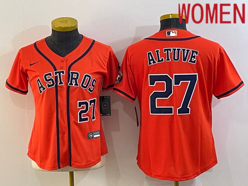 Women Houston Astros #27 Altuve Orange Game Nike 2022 MLB Jersey->women mlb jersey->Women Jersey